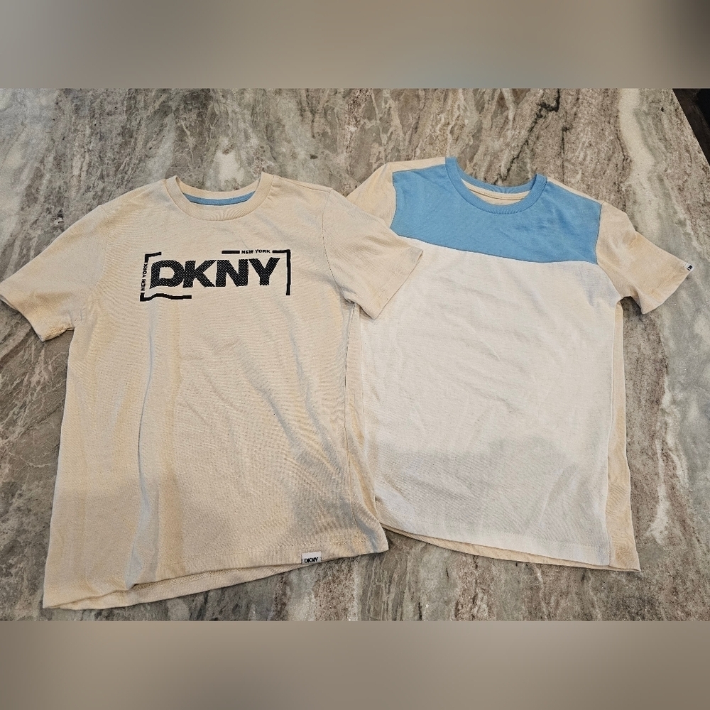 NEW! DKNY Boys Size 10 T-Shirt Bundle – 2 Logo & Colorblock Tops